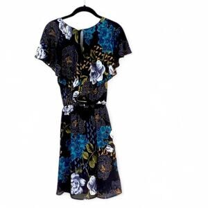 Everly Paxton Floral Chiffon Mini Dress Size Large Cottagecore Romantic Fairy
